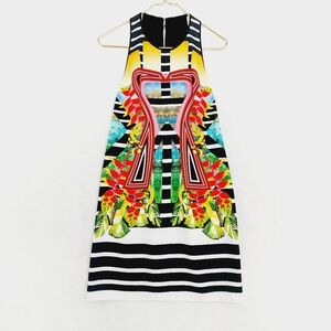 Clover Canyon Multicolor Tropical Graphic Racerback Halter Crewneck Dress P3881